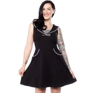Hell Bunny XS & S Nautical Dress Black